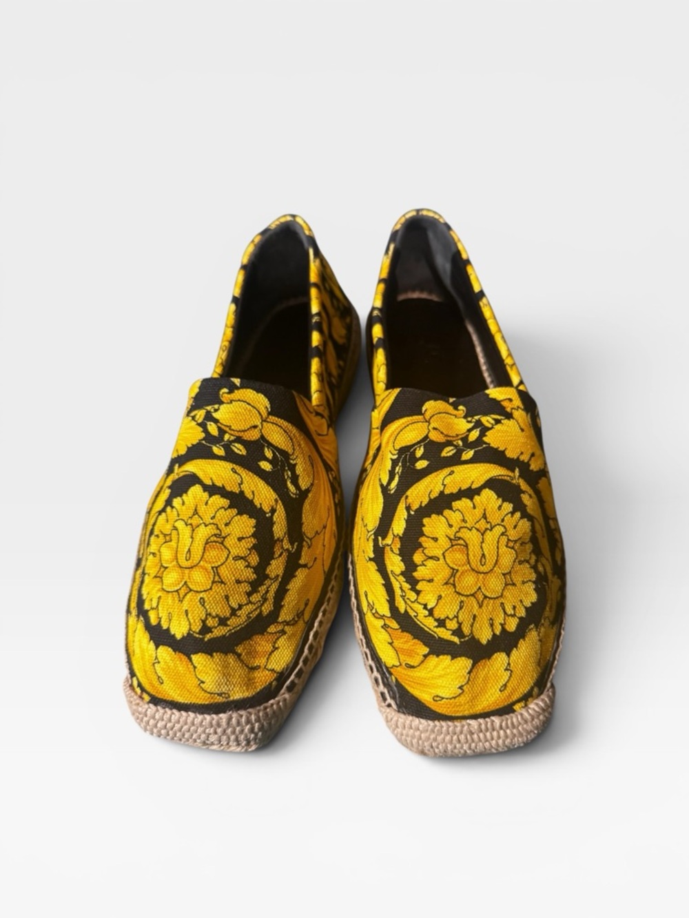 NEW!! Versace Barocco-print canvas espadrilles